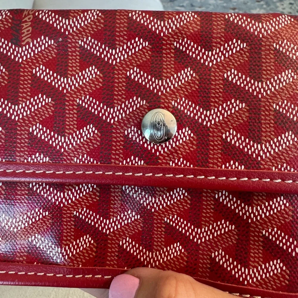 Authentic Goyard St. Louis Tote GM Red + Pouch | Classic Chevron Canvas - Picture 5 of 13